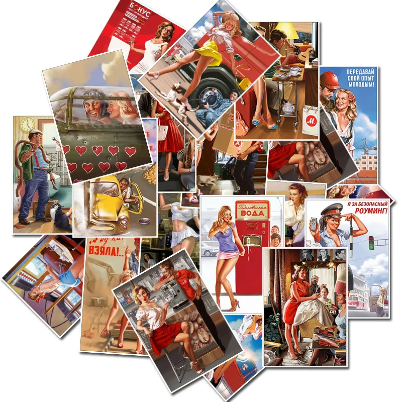 

10/30/50PCS WWII girls sexy stickers personalized luggage skateboard graffiti stickers decoration wholesale