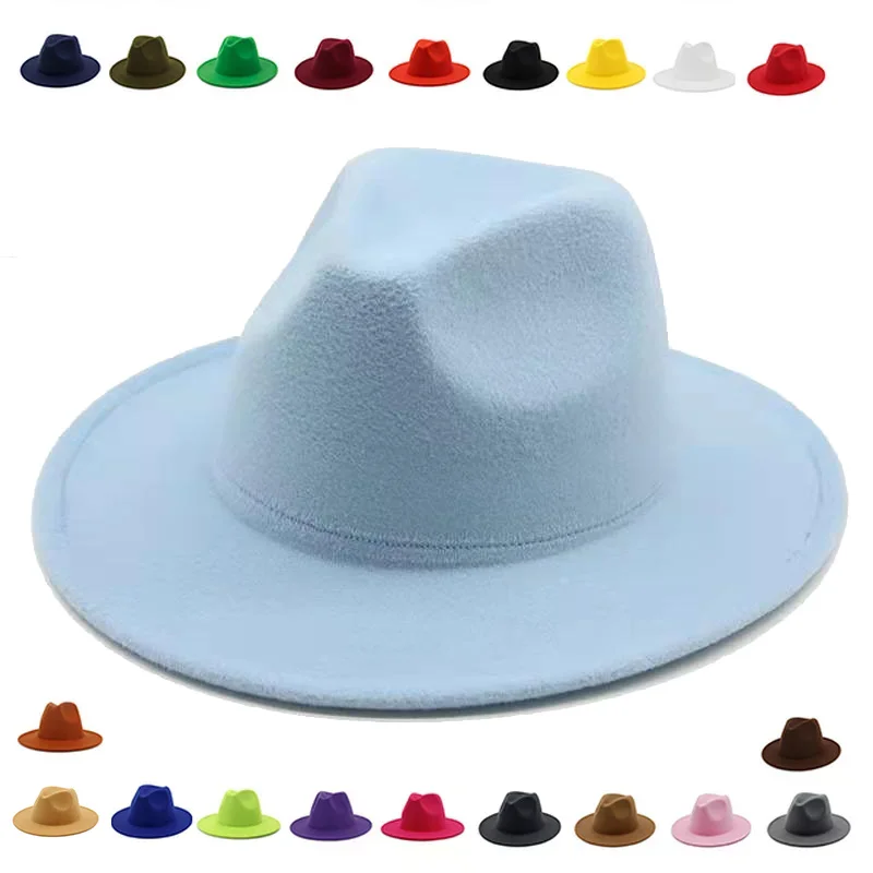 

fedora hat women Wide Brim autumn solid formal dress wedding women hats camel black white fedora felted classic jazz winter hats