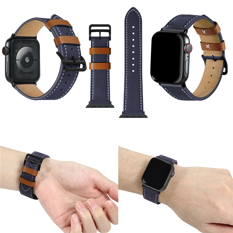 Одиночный Тур кожаный ремешок для Apple watch band 5 4 44 мм 40 мм correa 42 мм 38 мм ремешок для часов Iwatch series 5 4 3 2 Аксессуары для часов