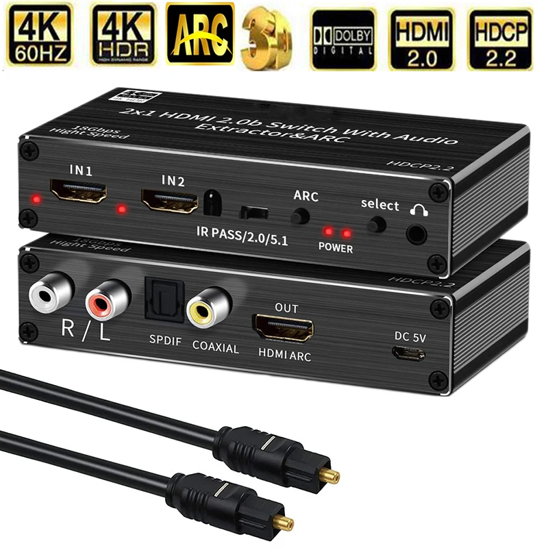 HDMI 2 0 аудио экстрактор сплиттер 4K SPDIF 2.0b переключатель HDR коробка ARC 5 1