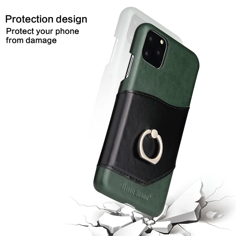 Натуральная телячья кожа чехол для iPhone 11 Pro Max кольцо пальцевый держатель задняя крышка оболочка