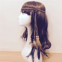 1 pc boho indian feather headband headdress hair rope headwear tribal hippie party hair accessories