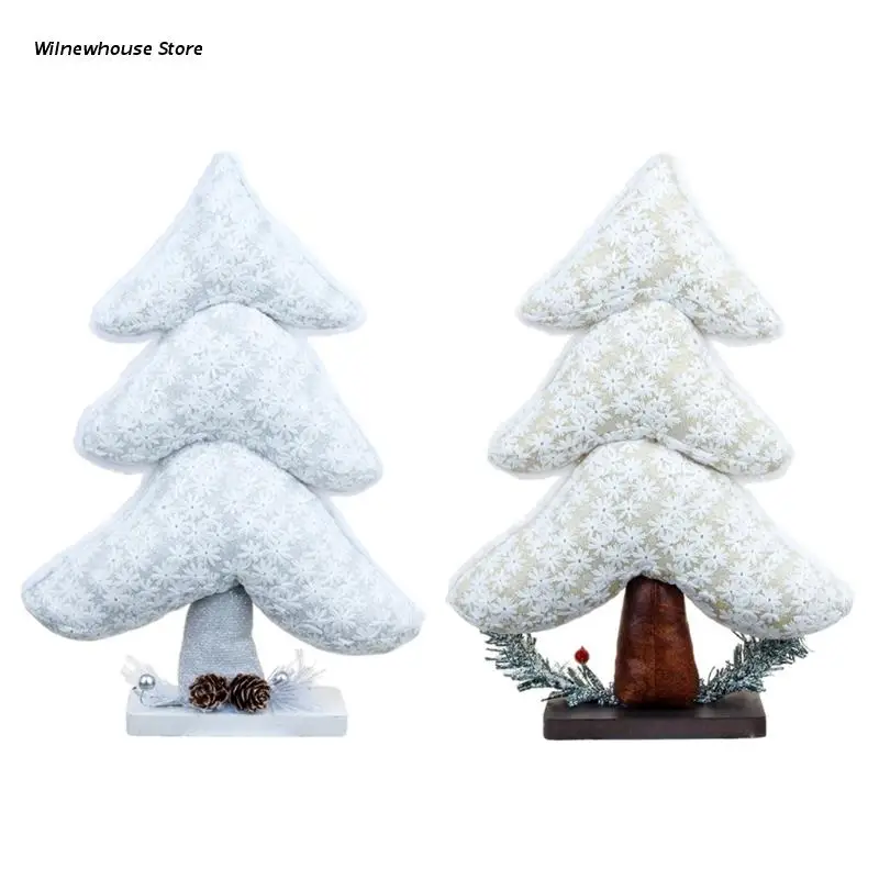 

F62A Christmas Embroidery Snowflake Christmas Tree Desktop Ornament Statue Creative