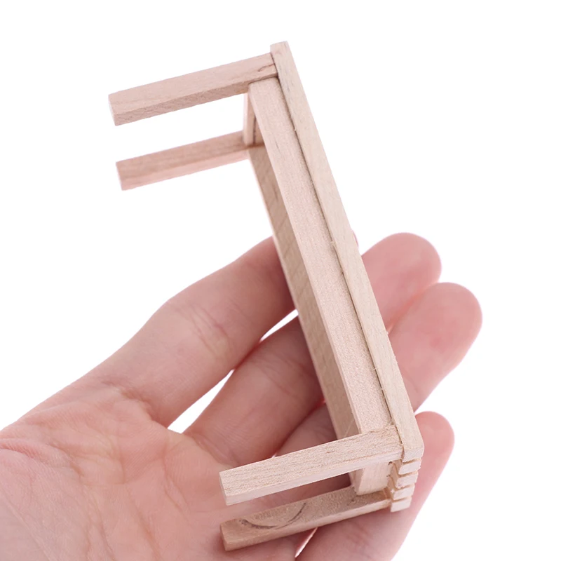 

1pc Wood Garden Long/Short Stool Model Furniture Toys Accessories 1:12 Dollhouse Miniature