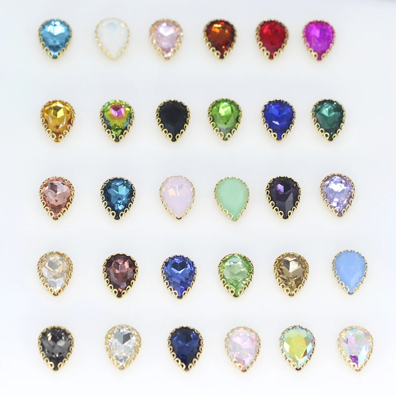 Все Цвета 6 25 мм пришить капли воды золотой цветок коготь Установка Стразы с