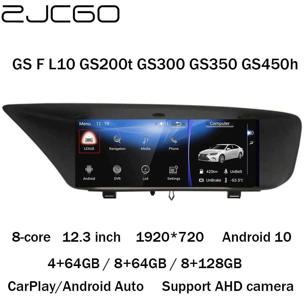 ZJCGO Car Multimedia Player Stereo Radio GPS Navigation Android 10 Screen for Lexus GS F L10 GS200t GS300 GS350 GS450h 2012~2020 |