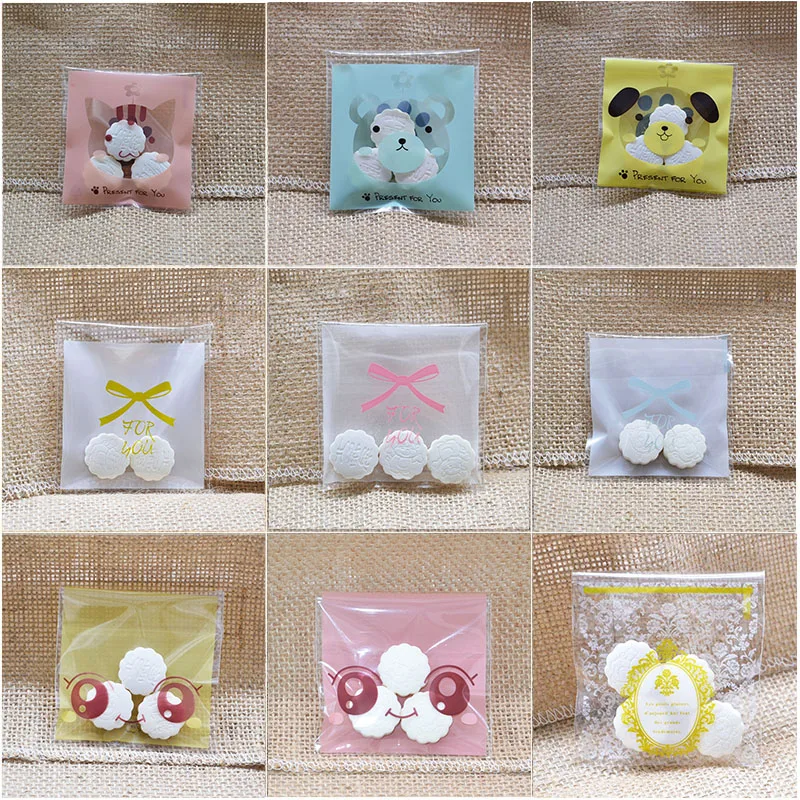 100 шт рождественские конфеты печенья Упаковка Подарочная сумка DIY самоклеющиеся