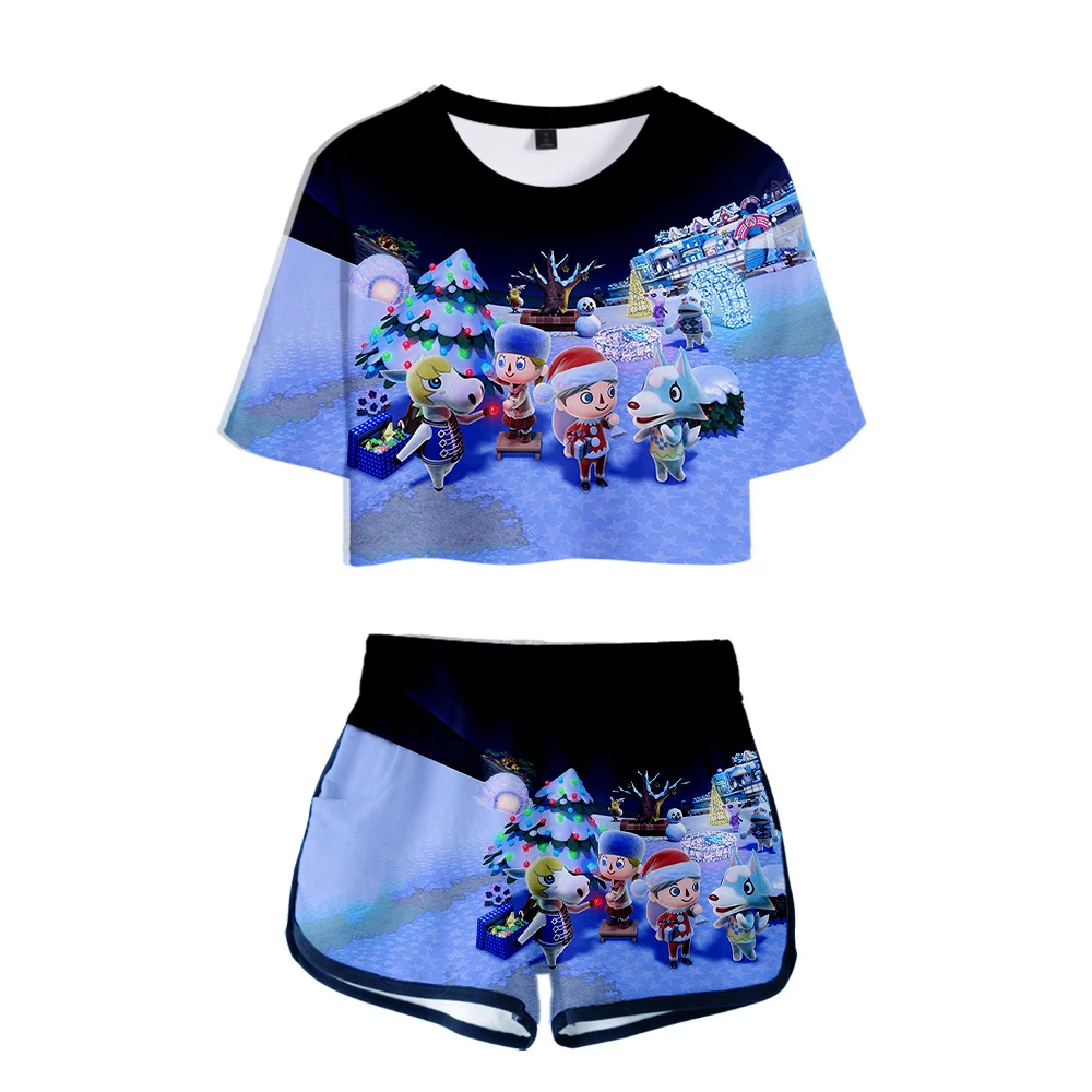 

Harajuku Japanese Game Animal Crossing clothes Summer Fashion T-shirt Female Navel Short T-shirt Aesthetic Female Clothes