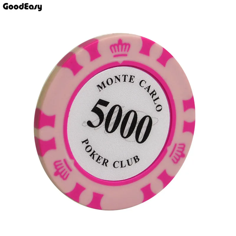 5000 10 шт./компл. разноцветные фишки 14 г казино Baccarat Crown Monte Carlo дизайн глиняная Покерная фишка внутренняя металлическая с отделкой стикер - Цвет: 5000