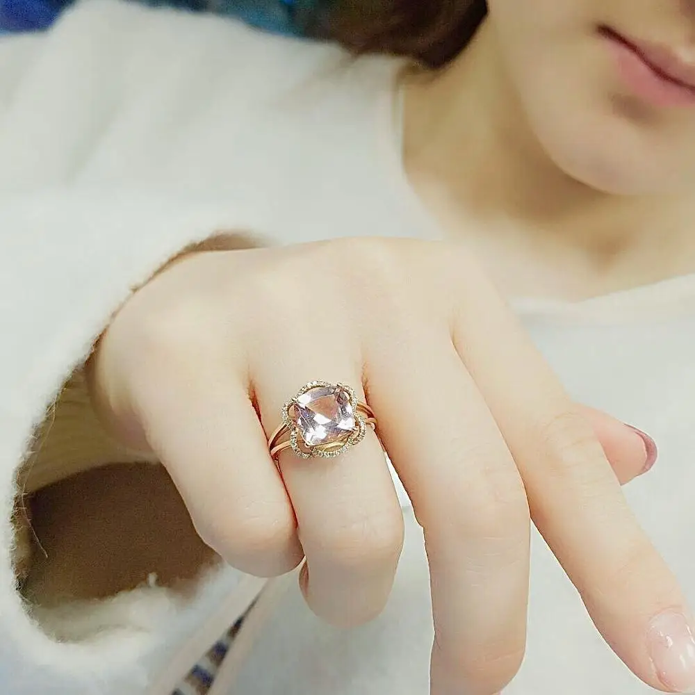 Женское кольцо с бериллом гелиодором морганитом A414 ювелирные украшения из