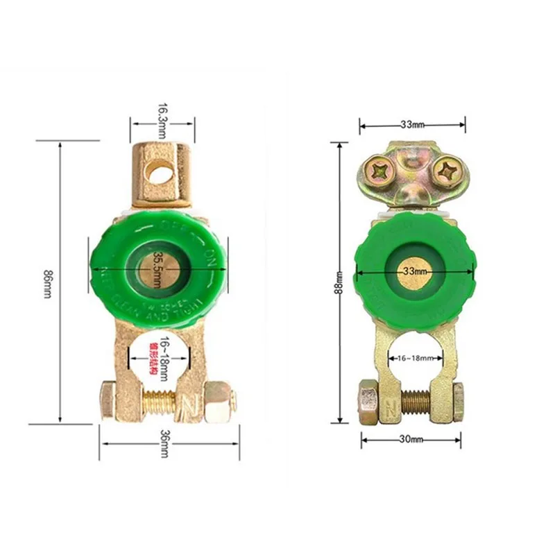Цинковый сплав Медь верхний столб батарея главный отключение переключатель