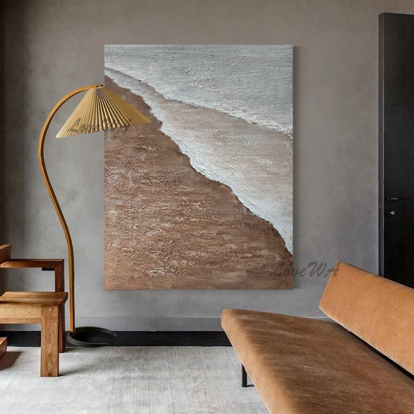 Ручная роспись Пляжный Пейзаж картина маслом искусство без рамки недорогая