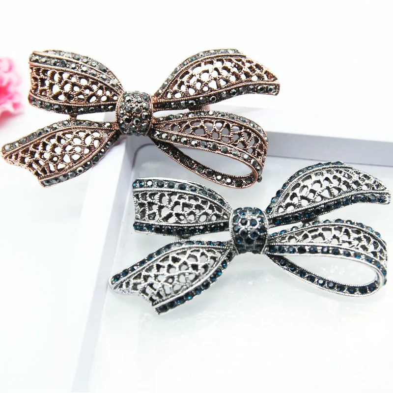 RHao винтажные большие золотые броши в форме цветка с бантом для женщин ретро-Брошь