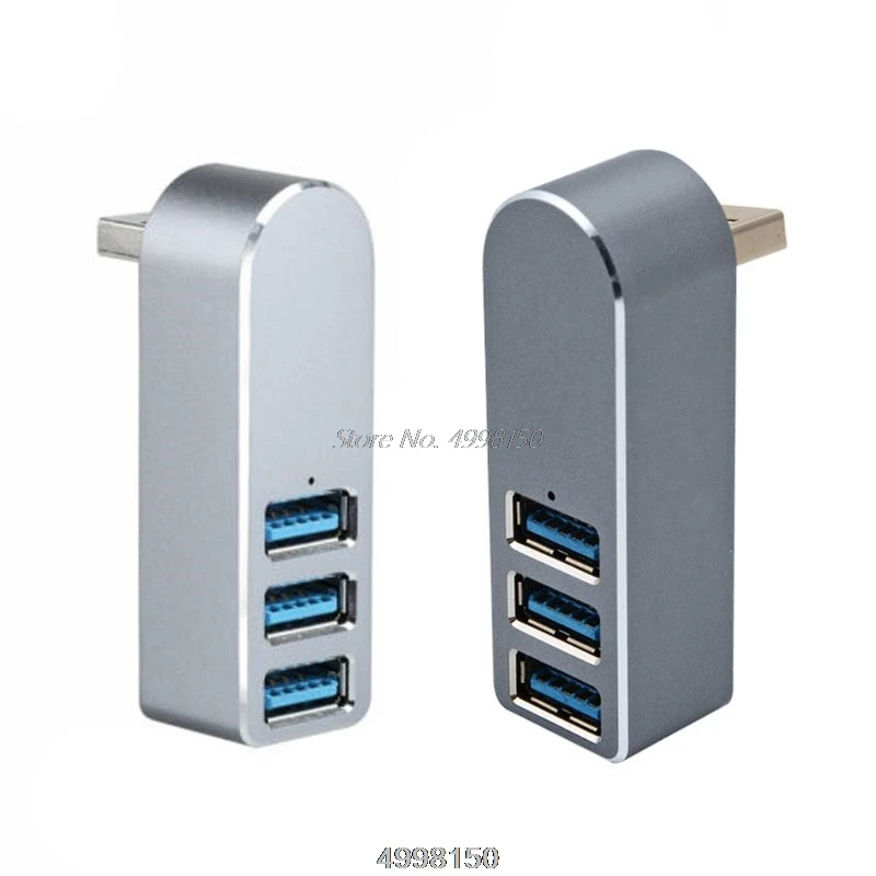 Алюминиевый сплав мини 3 порта USB 0 концентратор роторный сплиттер адаптер для ПК
