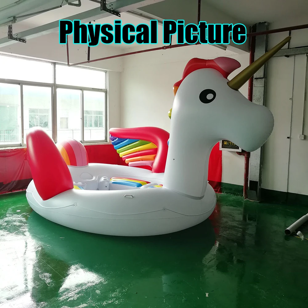 

530*470*210cm PVC Giant Inflatable Unicorn Party Bird Island Big size unicorn boat for 6-8 person Pool Floats dropshipping