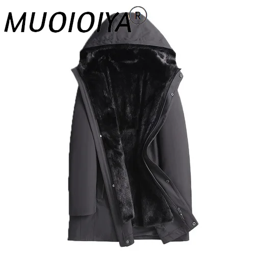 

MUOIOYIA Winter Jacket Men's Warm Mink Fur Liner Coat Male Midi Hooded Black Fur Coats Man's Casual Outwear Abrigo Hombre SQQ826