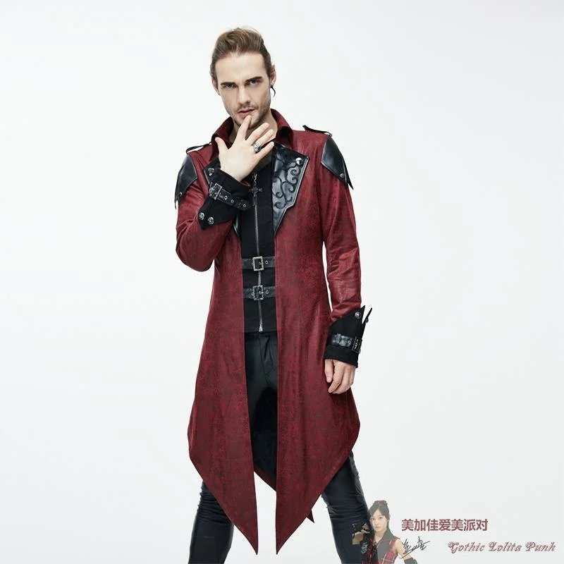 

Pending device fashion Steampunk detachable multi wearing PU leather long windbreaker ct06902