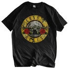 Мужская брендовая футболка Летняя Хлопчатобумажная футболка Guns N Roses Bullet Logo Black, европейские размеры, Прямая поставка