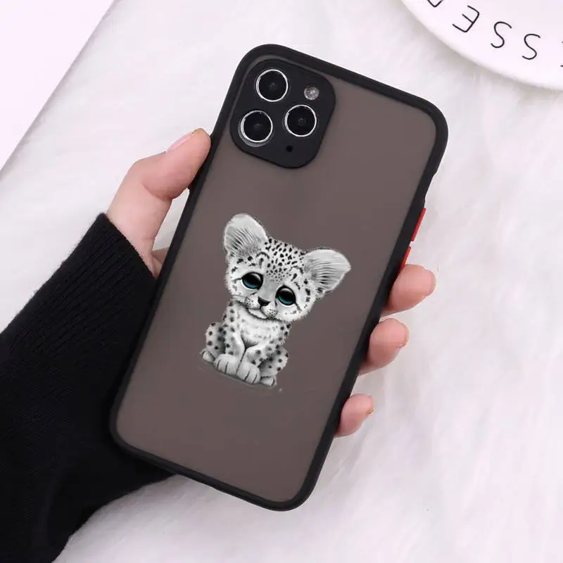 

Leopard cartoon cute Phone Cases Matte Transparent for iPhone 7 8 11 12 s mini pro X XS XR MAX Plus cover funda