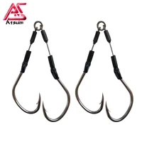 atsuim bkk carbon stainless wire fishing hooks jig lure hooks slow fast jigging double barbed assist hooks fishing accessories