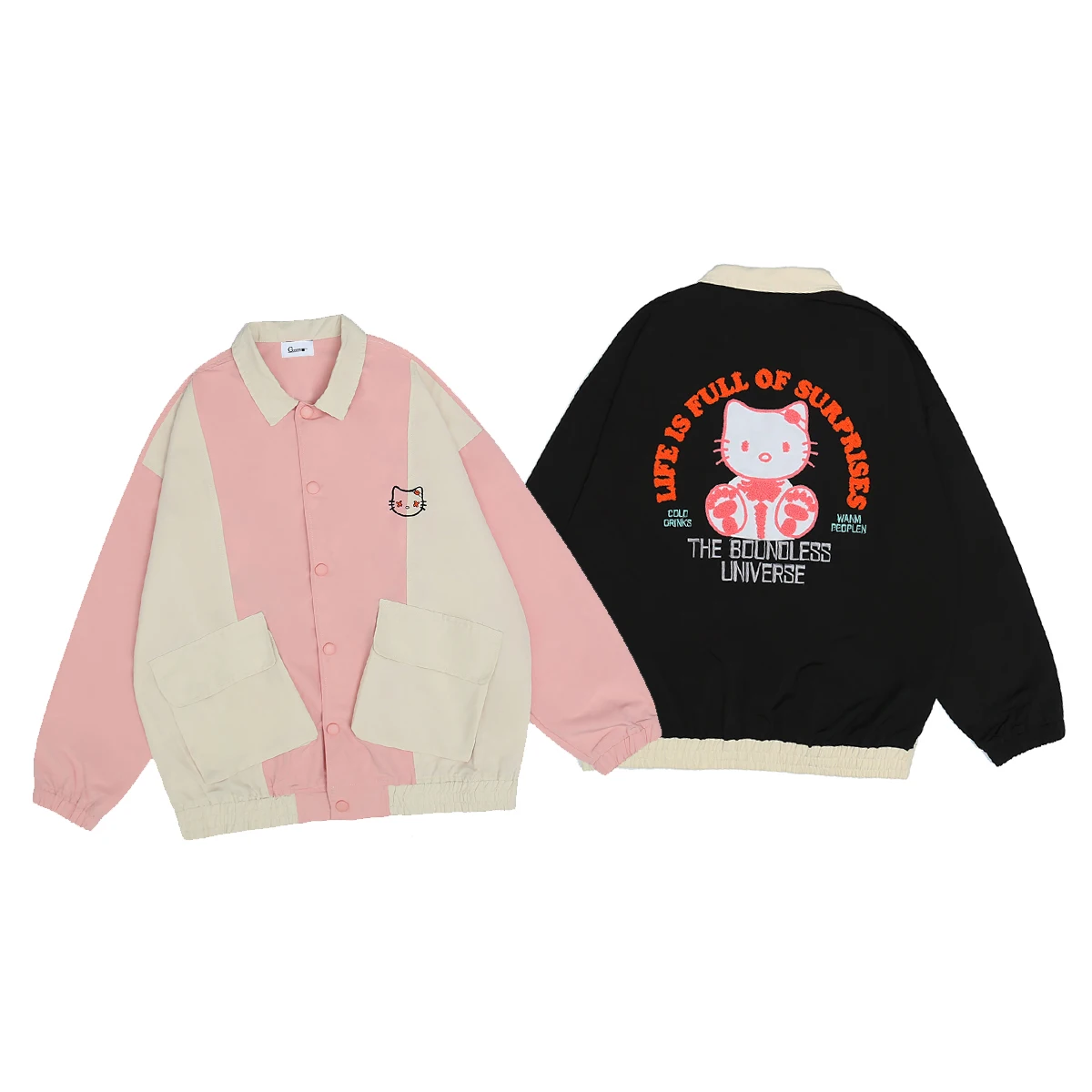 

Jackets Women Cartoon Embroidery Harajuku Korean Loose Women Baseball Jacket Autumn Winter Fashion Splicing Long Sleeve Japanese