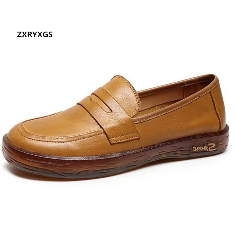 

Hot 2021 Famous New Top Cowhide Genuine Leather Shoes Women's Shoes Fashion Flats Soft Sole Wear Comfortable Elegant Trend Shoes