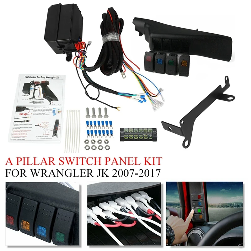 

Newfor Jeep Wrangler JK 2007-2018 столб переключатель Панель комплект 4 светодиодный кулисный переключатель Управление Системы левая рука