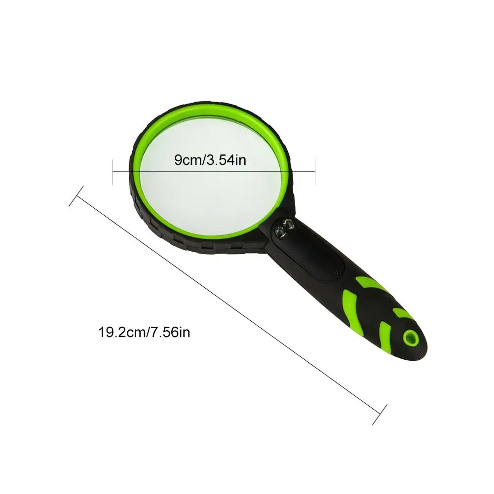 

Magnifying Glass 4X Handheld Reading Magnifier With 2 LED Light Shatterproof Glass Lens Creen Magnifier For Elderly And Children