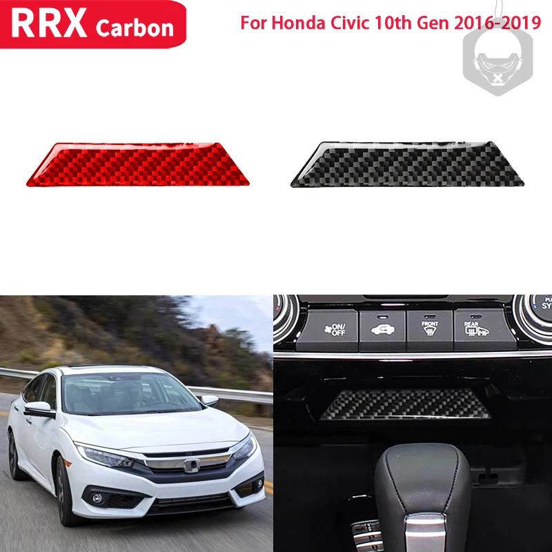 

For Honda Civic 10th Gen 2016 2017 2018 2019 Car Carbon Fiber Sticker Center Control Storage Box Cover Decor Trim Car Sticker