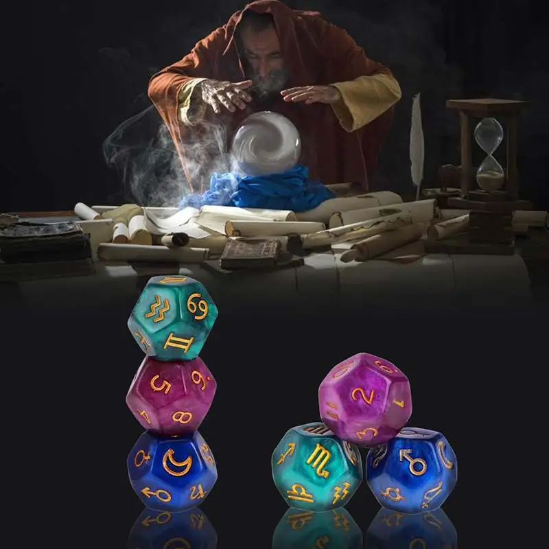 

3Pcs 12-Sided Dice Astrology Tarot Card Multifaceted Constellation Dice Leisure And Entertainment Toys For Party Game