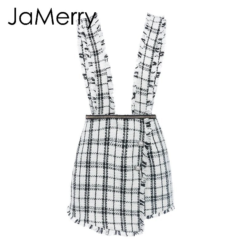 Женская твидовая клетчатая короткая юбка JaMerry винтажная Повседневная вечерняя