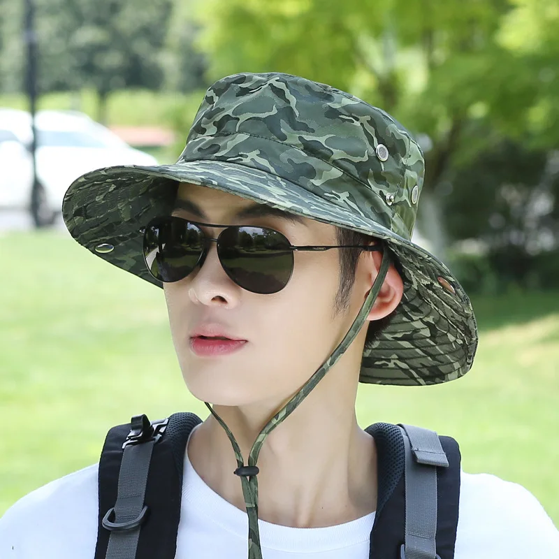 

New men's summer outdoor breathable sunscreen camouflage sunshade fisherman's hat
