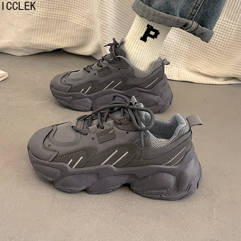 

2022 Chunky Sneakers Women Platform Winter Women's Shoes Fashion Lace Up Vulcanized Ladies Running Sprot Flats