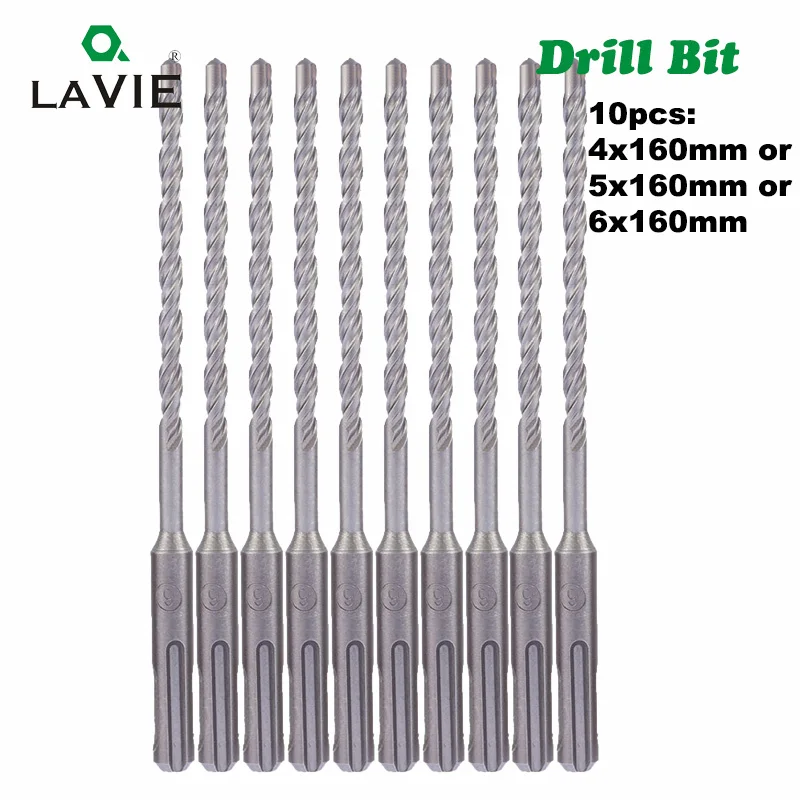 

10pc/Lot 4mm 5mm 6mm Electric Hammer SDS Plus Drill Bits Set 160mm Concrete Wall Brick Block Masonry Hole Saw Drilling