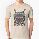 Футболка с изображением меча и щита из чистого 100% хлопка, легендарный щит из звеньев, игровой гик, гик, Nintendo Ocarina, Аниме игра