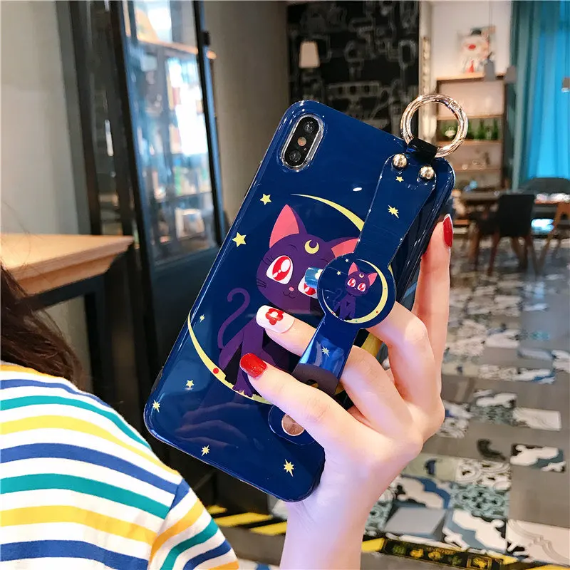 P30pro Сейлор Мун ремешок чехол мягкий чехол для мобильного телефона для huawei P30/P20 pro mate20 pro/3/4/5 V20 симпатичный держатель в виде ракушки+ платье на бретелях