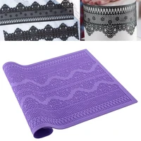 flower pattern silicone mat cake sugar fondant lace embossed mold decorating tool embossing mat