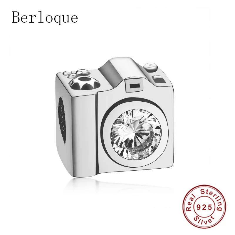 

Berloque New 925 Sterling Silver Camera Charm with CZ Fit Original Charms Bracelets Necklace DIY Beads Jewelry for Women