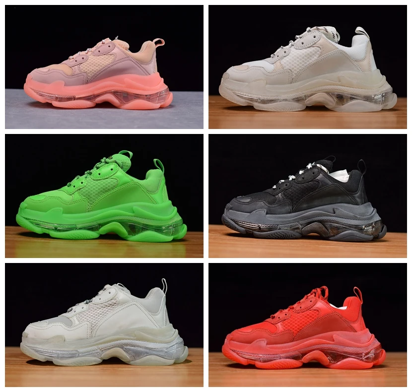 Новое поступление черные туфли с тройной прозрачной подошвой белые кроссовки