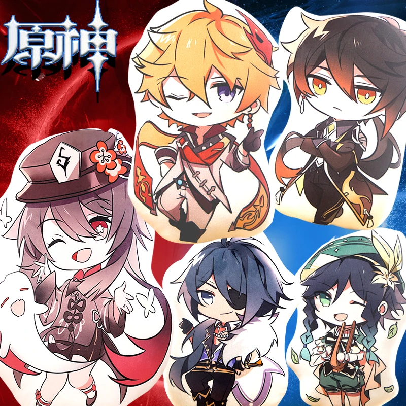 

Мультфильм Бархатная подушка игра Genshin Impact Косплей Аниме Кукла тарталья Zhongli Ganyu Hutao набивная хлопковая Хэллоуин детские игрушки