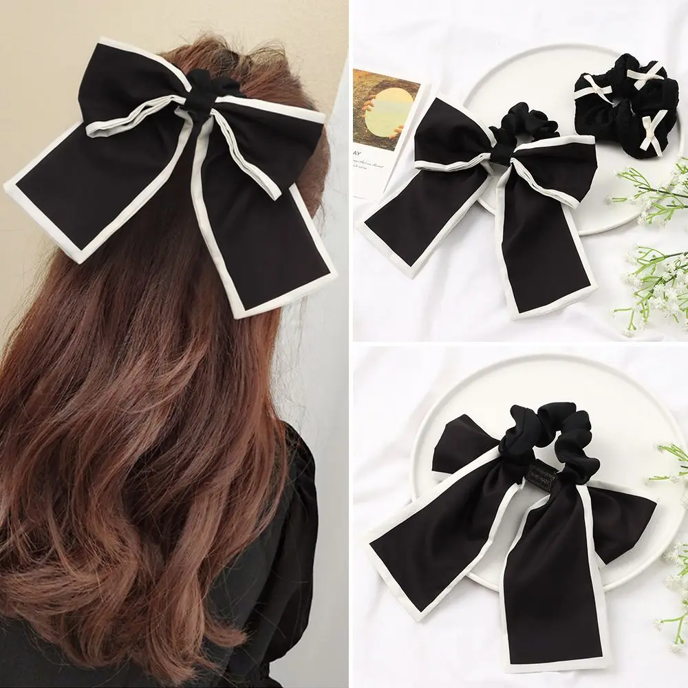 

Simple Soft Ponytail Holders Rubber String Bow Head Rope Lace French Small Incense Large Intestine Hair Tie