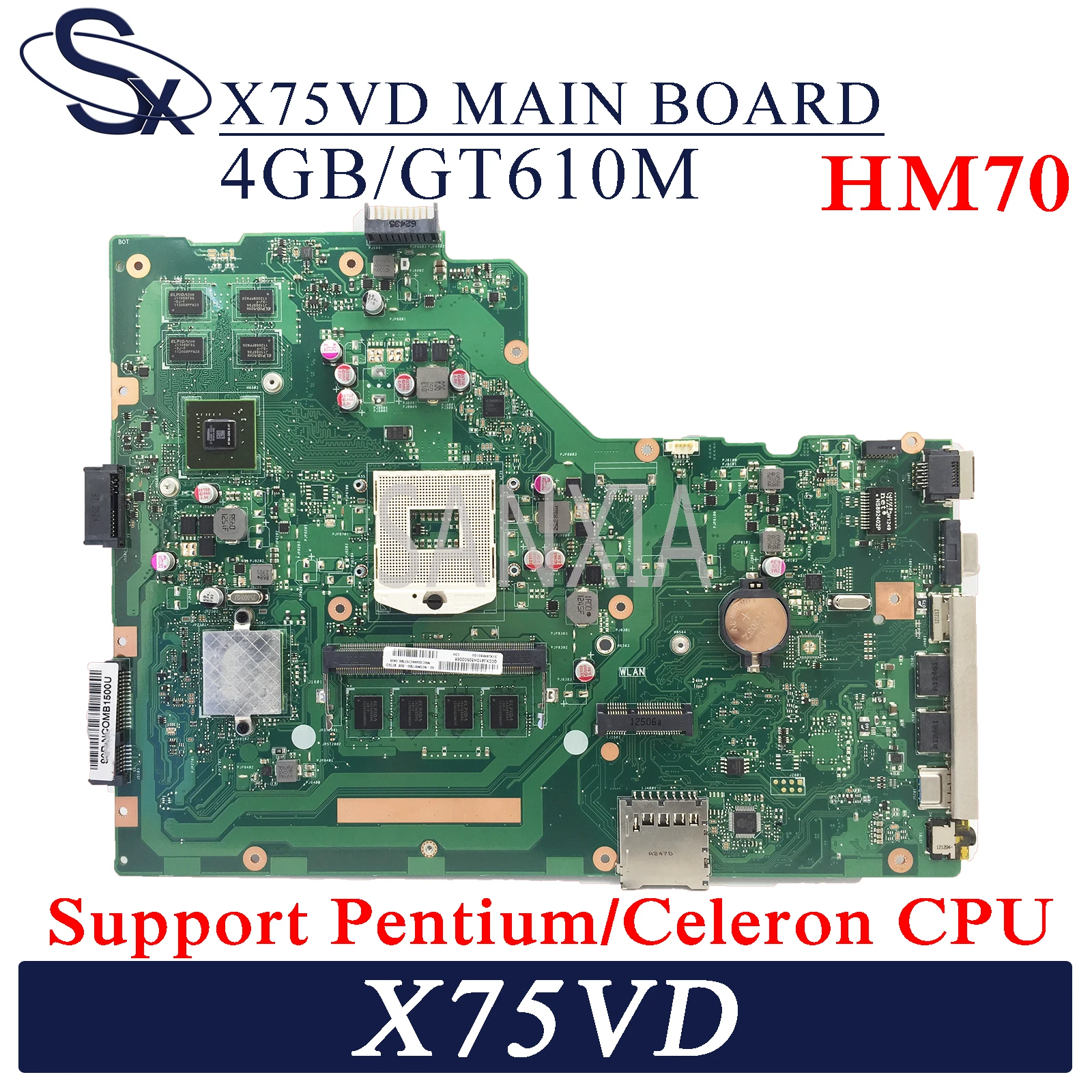 

KEFU X75VD материнская плата для ноутбука ASUS X75VD X75VB X75VC оригинальная материнская плата 4GB-RAM GT610M HM70