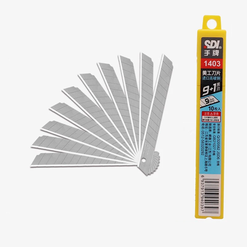 10 шт. запасные лезвия из высокоуглеродистой стали для ножа SDI 1403 9 мм Сделано в