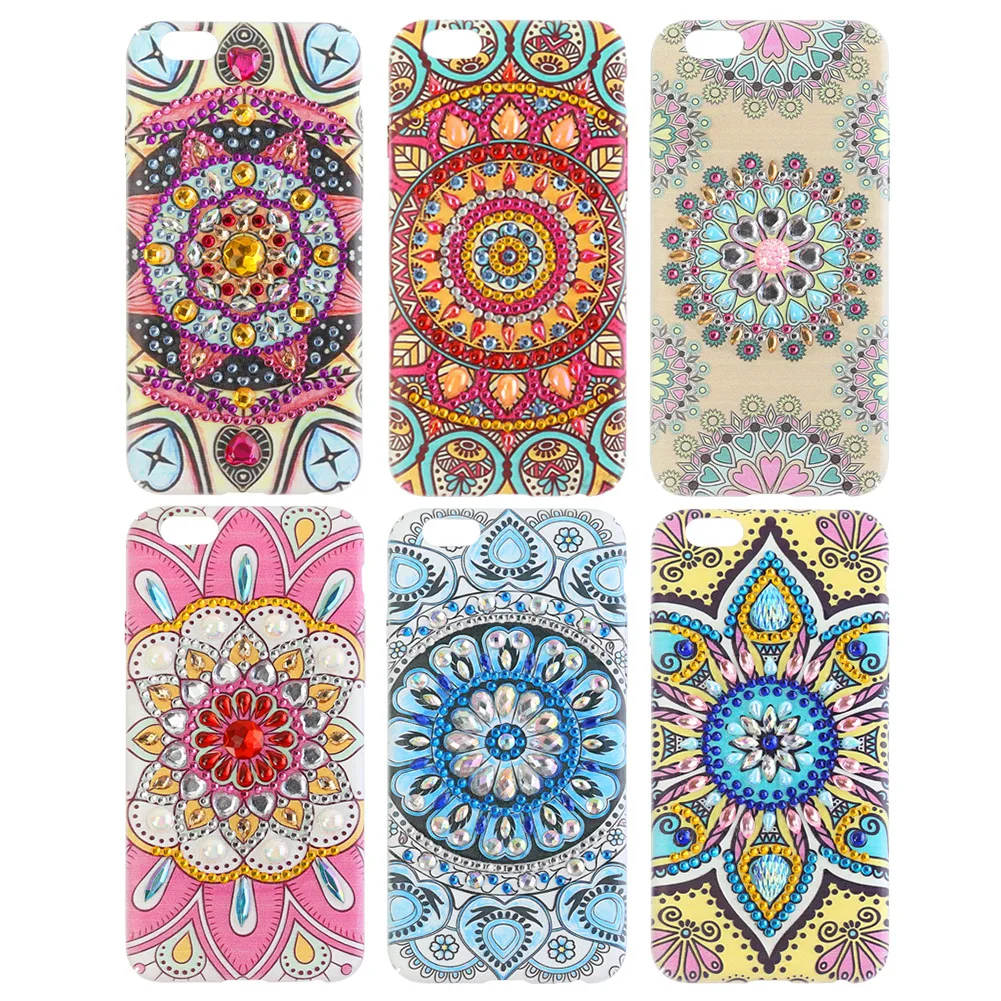 

5d Diamond Painting Mobile Phone Case Glasses Case Shaped Diamond Part Shaped Mandala Flower Diy Diamond Embroidery