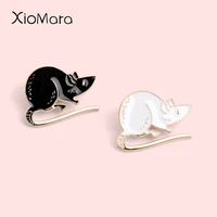 little mouse enamel pin cartoon black white mice animal jewelry backpack bag denim lapel icon badge brooches lapel pins for kids