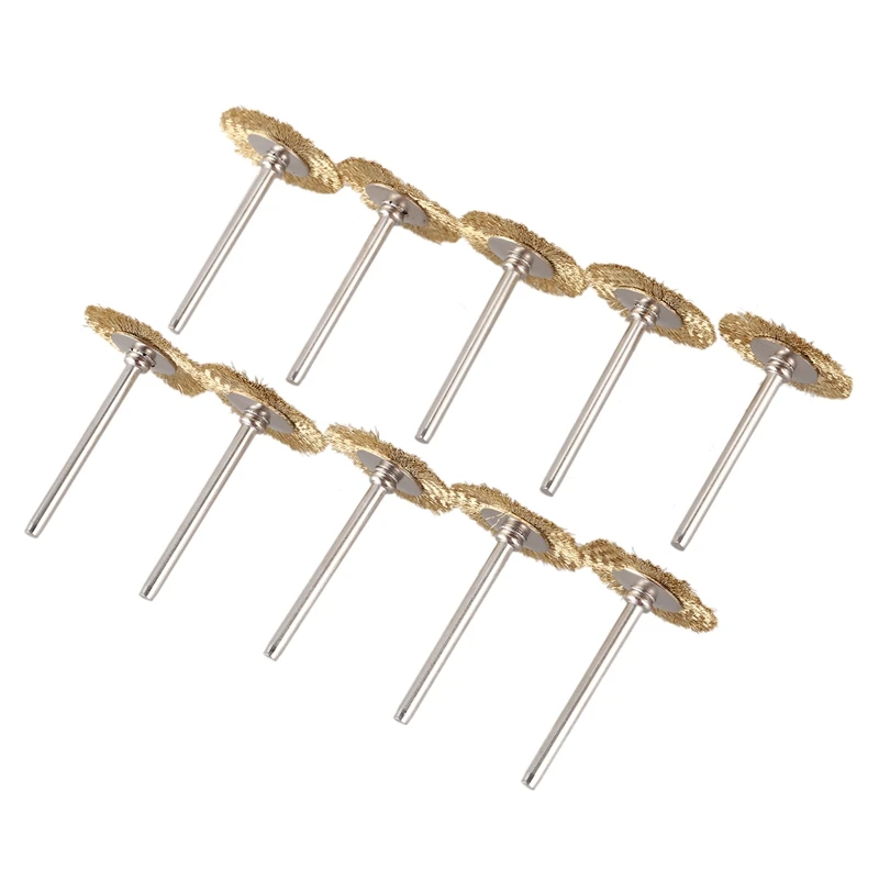 

10 x Brass Wire Brush Round Brushes Disc Brush Pot Brush for Dremel 25MM
