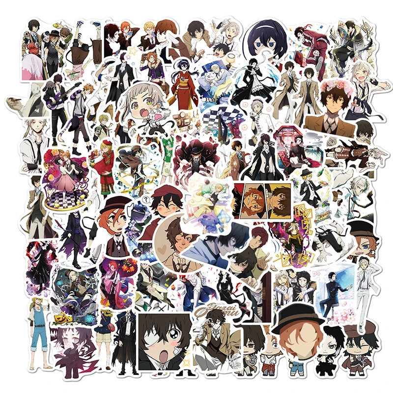 

100Pcs/Set Bungou Stray Dogs Stickers Anime Graffiti Waterproof Stickers Toys for Children DIY Skateboard Laptop Luggage