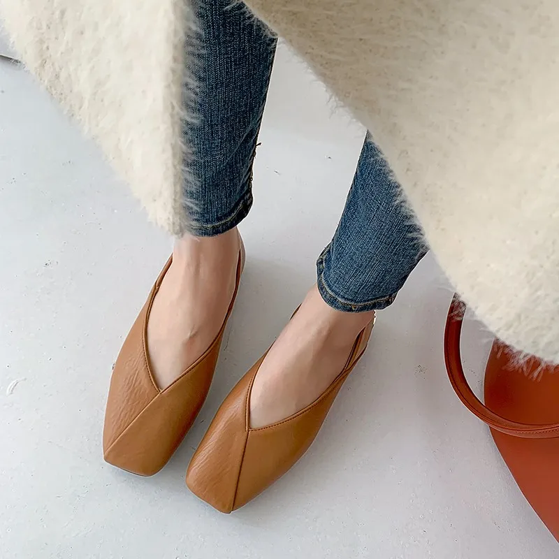 

Женские туфли-лодочки на низком каблуке, с квадратным носком, из ПУ кожи