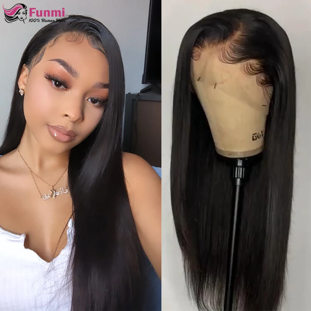 Прямые парики из человеческих волос на сетке спереди предварительно выщипанные