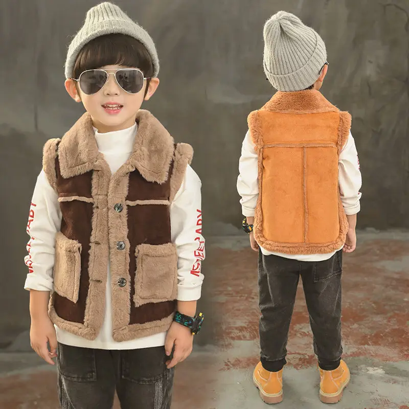 Винтажный детский утепленный жилет зимний шерстяной для мальчиков ковбойский